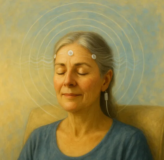 Direct neurofeedback session using LENS or IASIS to support nervous system calming